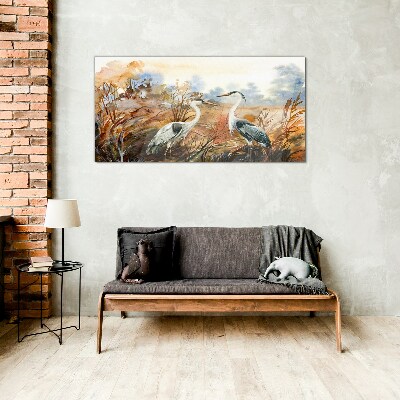 Tableau verre imprimé Idylle parmi les cigognes