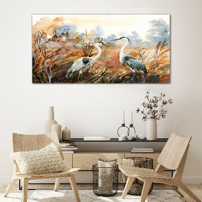 Tableau verre imprimé Idylle parmi les cigognes