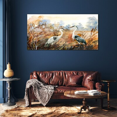 Tableau verre imprimé Idylle parmi les cigognes