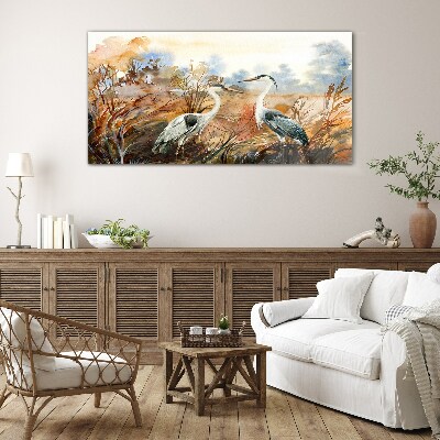 Tableau verre imprimé Idylle parmi les cigognes