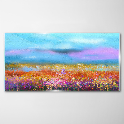 Tableau sur verre Un paysage floral aux couleurs pastel