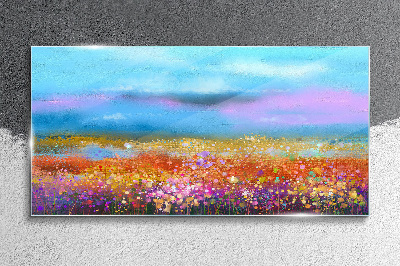 Tableau sur verre Un paysage floral aux couleurs pastel
