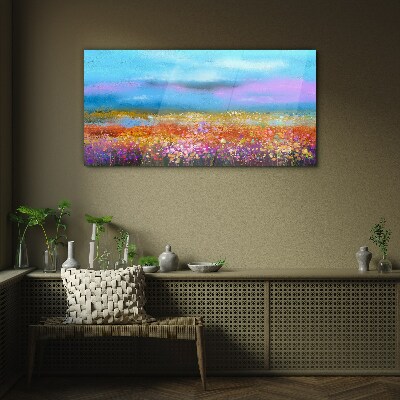 Tableau sur verre Un paysage floral aux couleurs pastel
