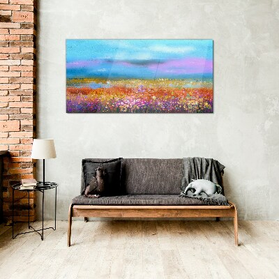 Tableau sur verre Un paysage floral aux couleurs pastel