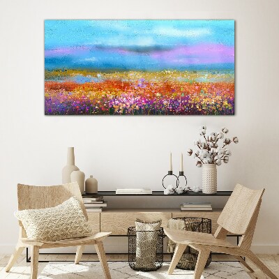 Tableau sur verre Un paysage floral aux couleurs pastel