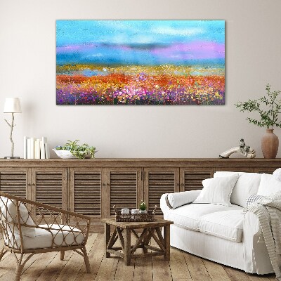 Tableau sur verre Un paysage floral aux couleurs pastel