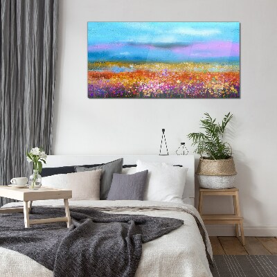 Tableau sur verre Un paysage floral aux couleurs pastel
