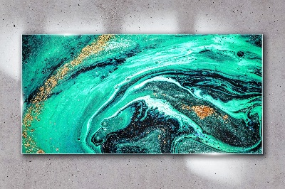 Tableau verre imprimé Vagues turquoise avec des accents dorés