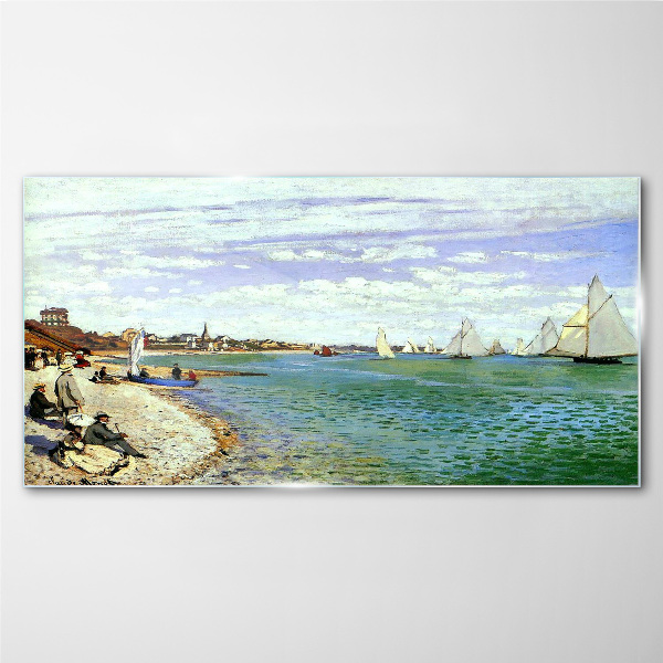Tableau en verre Paysage de bord de mer avec voiliers