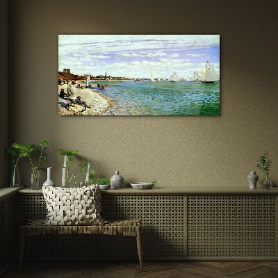 Tableau en verre Paysage de bord de mer avec voiliers