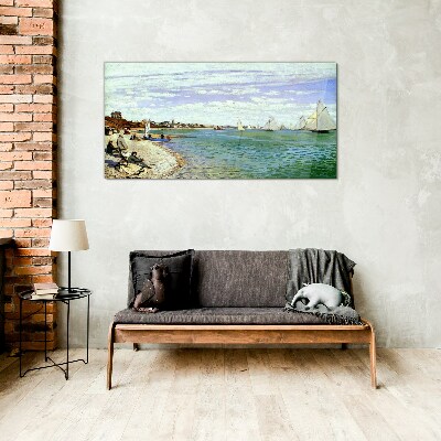 Tableau en verre Paysage de bord de mer avec voiliers
