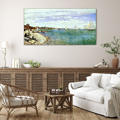 Tableau en verre Paysage de bord de mer avec voiliers