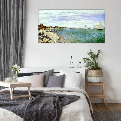 Tableau en verre Paysage de bord de mer avec voiliers