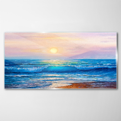 Tableau en verre Une matinée tranquille au bord de l'océan
