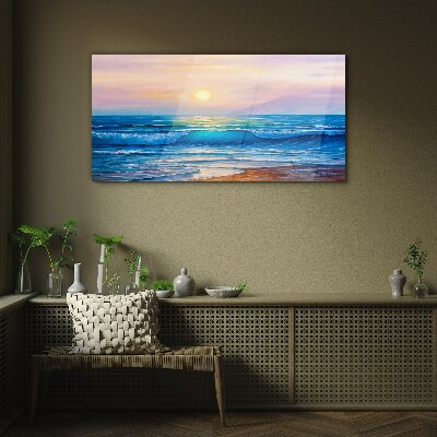 Tableau en verre Une matinée tranquille au bord de l'océan