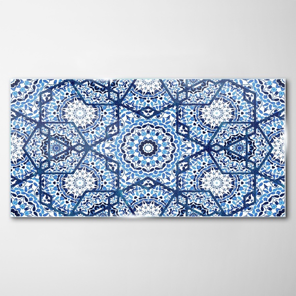 Tableau sur verre Motifs géométriques dans les tons de bleu