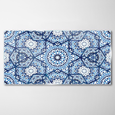 Tableau sur verre Motifs géométriques dans les tons de bleu