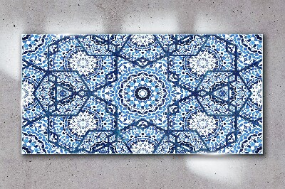 Tableau sur verre Motifs géométriques dans les tons de bleu