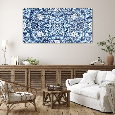 Tableau sur verre Motifs géométriques dans les tons de bleu