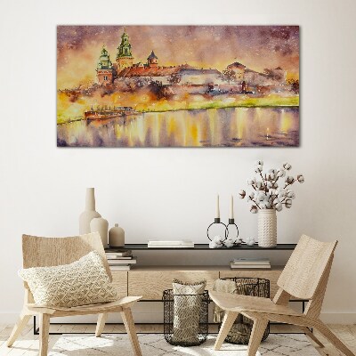 Tableau verre imprimé Reflets dorés sur la rivière