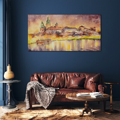 Tableau verre imprimé Reflets dorés sur la rivière