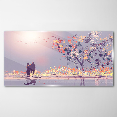 Tableau photo sur verre Une promenade romantique au coucher du soleil