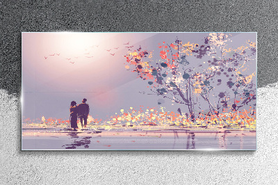 Tableau photo sur verre Une promenade romantique au coucher du soleil