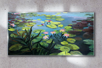 Tableau photo sur verre nénuphars