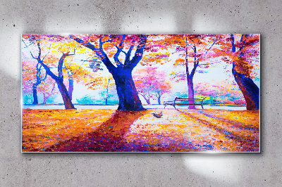 Tableau imprimé sur verre Paysage d'automne aux couleurs de l'arc-en-ciel