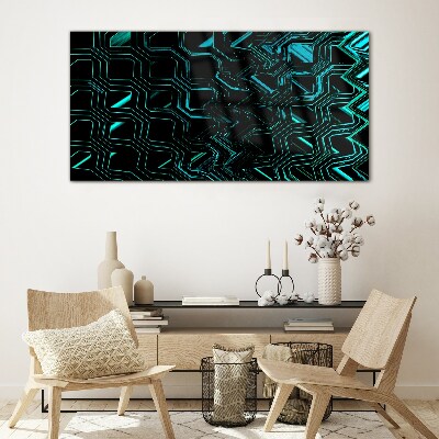Tableau en verre Géométrie dans les tons turquoise
