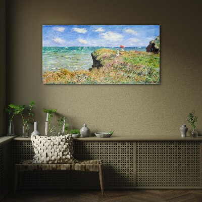 Tableau verre imprimé Promenade sur les falaises de Pourville Claude Monet