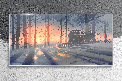 Tableau sur verre Matin d'hiver dans la forêt
