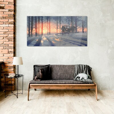 Tableau sur verre Matin d'hiver dans la forêt