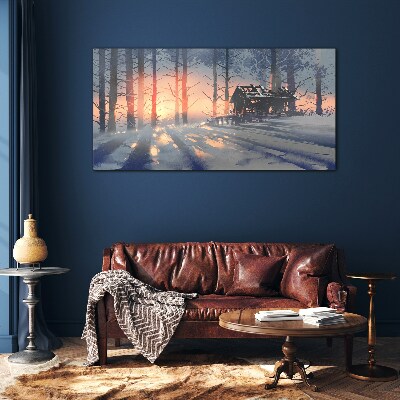 Tableau sur verre Matin d'hiver dans la forêt