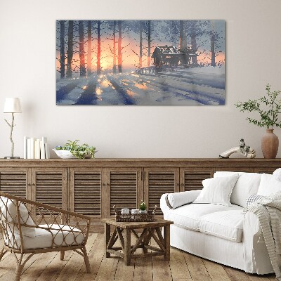 Tableau sur verre Matin d'hiver dans la forêt