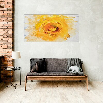 Tableau verre imprimé Rose jaune sur fond clair
