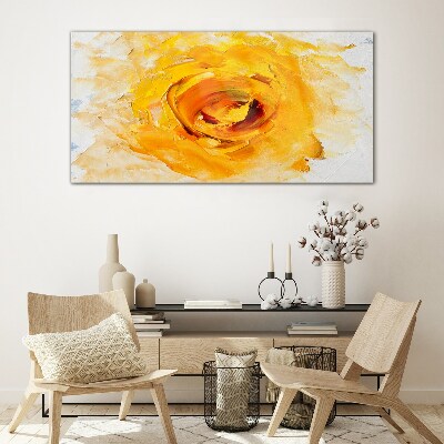 Tableau verre imprimé Rose jaune sur fond clair