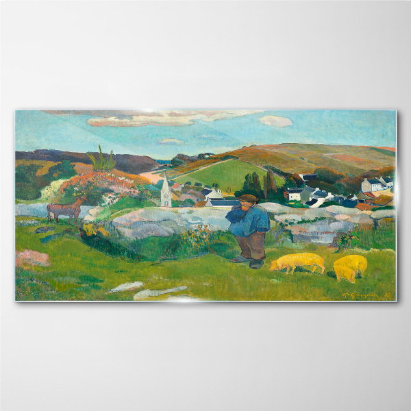 Tableau imprimé sur verre Garçon dans le paysage