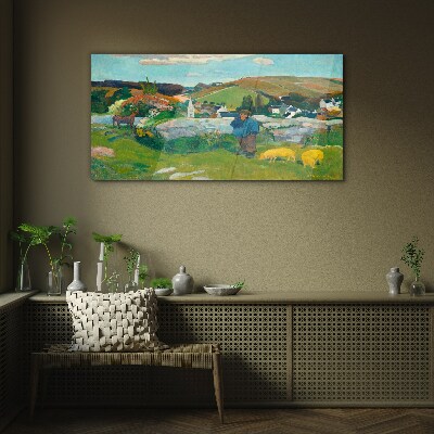 Tableau imprimé sur verre Garçon dans le paysage