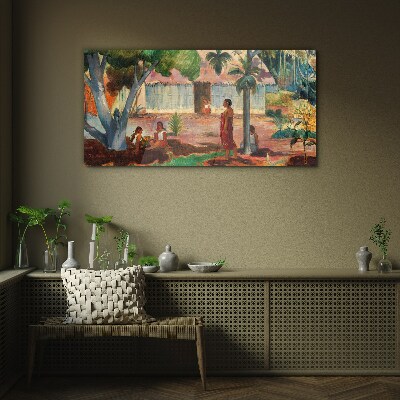 Tableau en verre Paysage tropical avec personnages