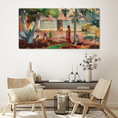 Tableau en verre Paysage tropical avec personnages
