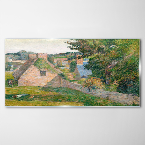 Tableau imprimé sur verre Paysage rural avec chalets