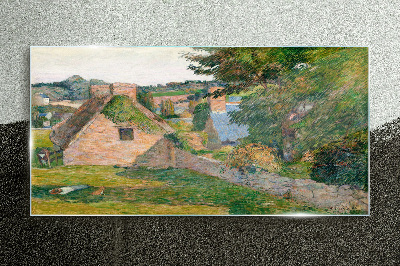 Tableau imprimé sur verre Paysage rural avec chalets