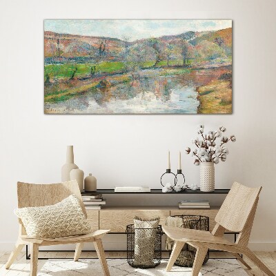 Tableau sur verre Un paysage paisible au bord de la rivière