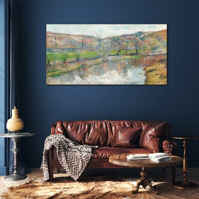 Tableau sur verre Un paysage paisible au bord de la rivière