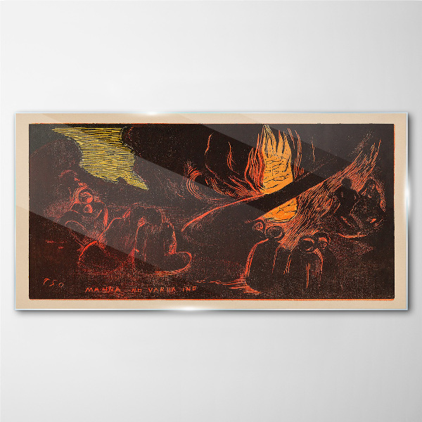 Tableau en verre Rassemblement autour du feu de camp