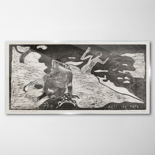 Tableau en verre Une figure sur un fond de formes abstraites