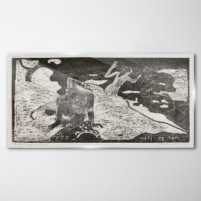 Tableau en verre Une figure sur un fond de formes abstraites
