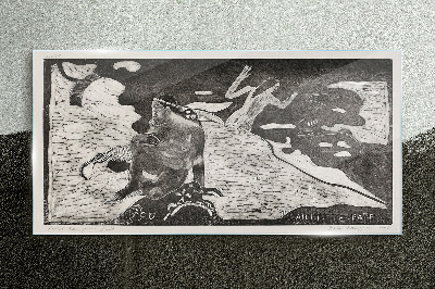 Tableau en verre Une figure sur un fond de formes abstraites
