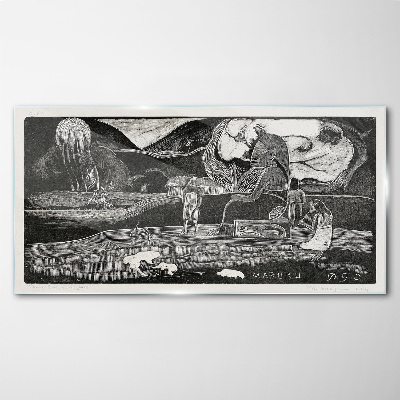 Tableau sur verre Paysage avec figure et nature